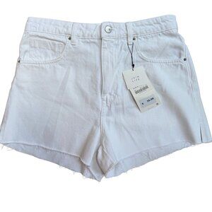 Zara Womens High Rise White Denim Shorts Size 8 Raw Hem